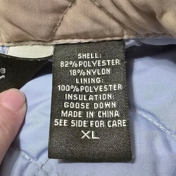 Eddie Bauer Tan Quilted Goose Down Jacket Sz XL - Picture 9 of 12